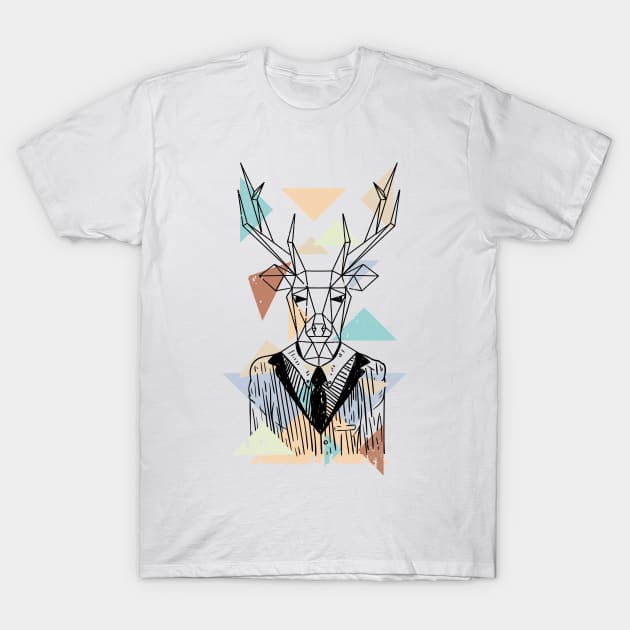 Geometric Deer Design T-Shirt by LR_Collections